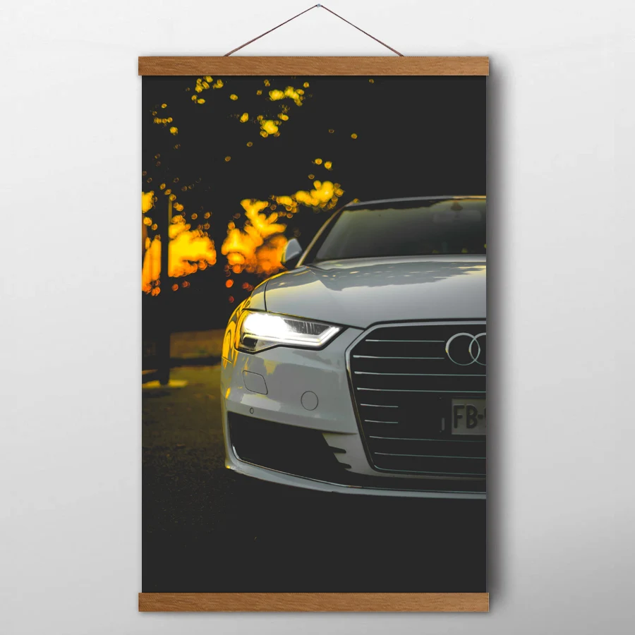 Картины с прокруткой из массива дерева автомобиль суперкар вид спереди движение