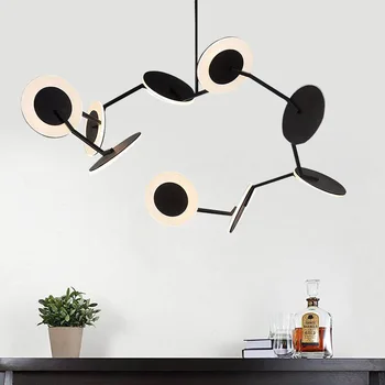 

Nordic Restaurant Living Room Led Chandeliers Postmodern Simple Aluminum Bedroom Lamp Fixture Creative Model Home Hanging Lights