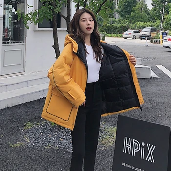 

Fashion Winter Women Jacket Warm Thick Cotton Padder Letter Printing Parka Caot 2019 New Hooded Ukraine Plus Size Winter Outcoat