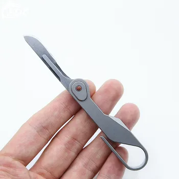 

EDC Hanging Buckle Type Mini Titanium Alloy Surgical Folding Knife Utility Knife Folding Key Tool