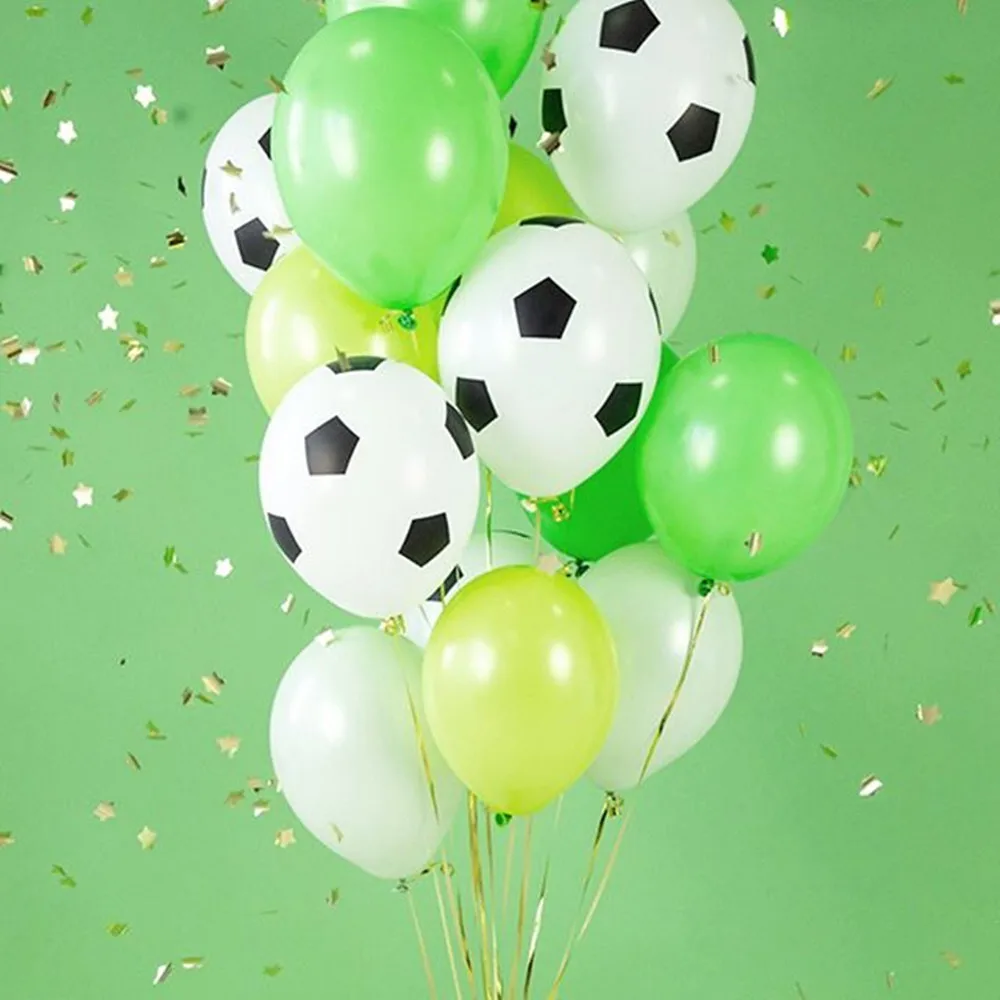 1set Soccer Globos Football Balloons Theme Helium Latex Balloons Black Green Boy Birthday Party Decor Foil Football Toys Balloon