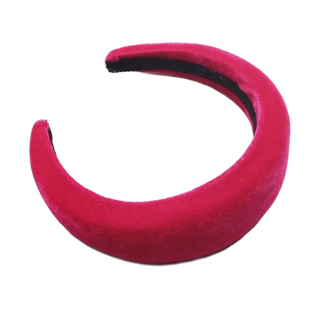 Europe And America Colorful Flannel Sponge Cloth Headband Wide-Brimmed Fabric Headband Hairpin Hair Band - Цвет: Rose red
