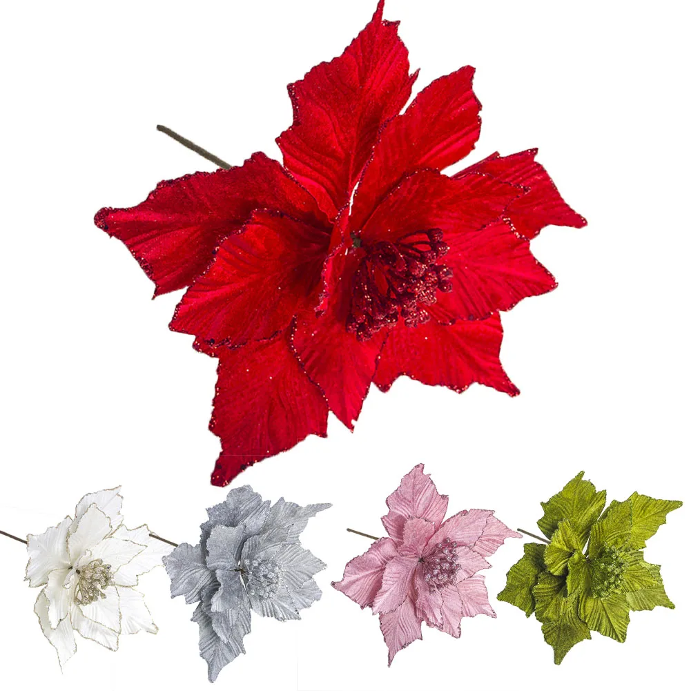 Christmas Ornament Plugging Crafts No Fading Home Solid Glitter Gift DIY Multipurpose Artificial Flower Decorative Office Party