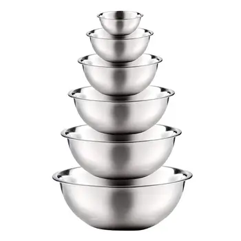 

2020 New 6Pcs Stainless Steel Mixing Bowls Polished Mirror Finish Nesting Pots Kitchen Cleaning Multi-functional Cooking