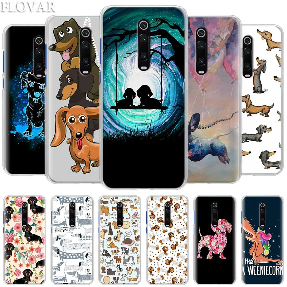 Чехол Dachshund Doxie Flower Dog Puppy для Xiaomi mi A3 A1 A2 8 Lite 9T CC9E Play Red mi K20 Pro 7A Note 7 7S жесткий прозрачный чехол