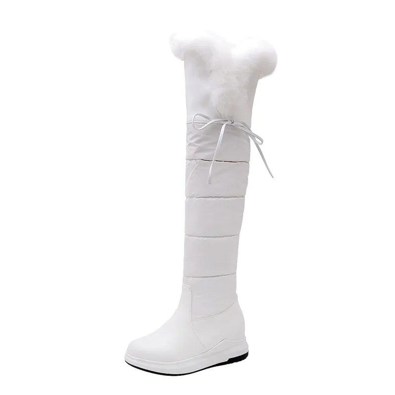 MORAZORA/ г.; Новое поступление; высокие сапоги до бедра; женские водонепроницаемые зимние сапоги на пуху; модная обувь на плоской платформе; женские зимние сапоги - Цвет: Белый