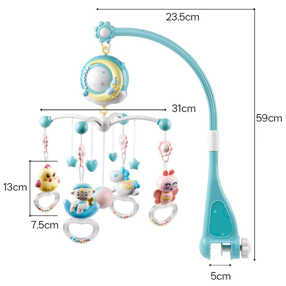 Baby Music Bedside Bell Story Projector Rotating Music Moving Bed Bell Toy Hanging Rattle Projection Bed Bell Shake Toy