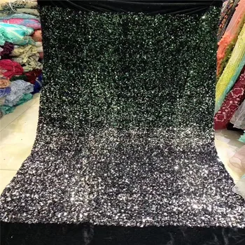 

2020 green African sequins Tulle Lace Fabric High High Quality Lace Material Net French Embroidery gold Nigeria Lace Fabric