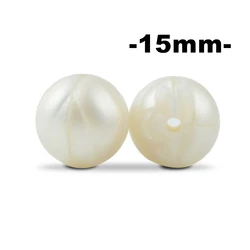 Set of 100 Round Silicone Beads - 15mm, Food Grade, BPA - Free, for DIY Jewelry and Crafting Accessories (Pearl white)