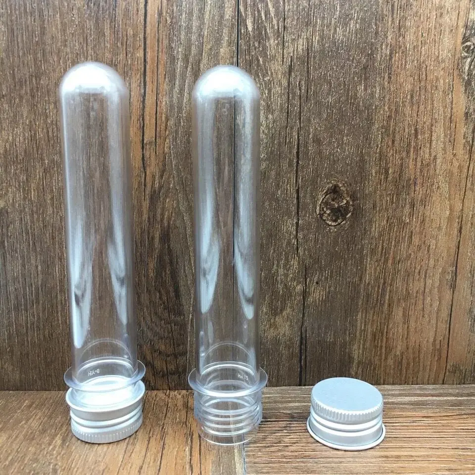 30/40/45/60/80/100ml plastic Test Tube With Screw Cap capsule PET Bottle Aluminum Cap Packing Tube With Pressure Sensitive Seal plastic test tubes plastic caps