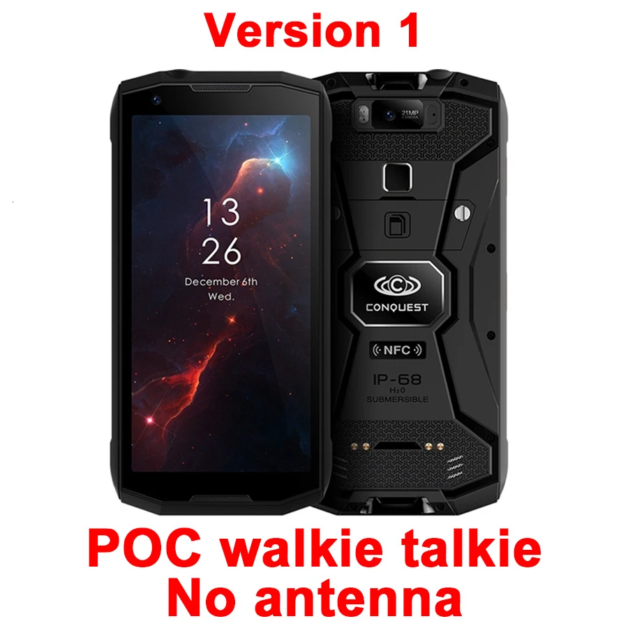 Conquest S12 pro 6 ГБ+ 128 ГБ 8000 мАч NFC IP68 водонепроницаемый ударопрочный мобильный телефон 5,9" Android 8,1 Восьмиядерный 4G Прочный смартфон - Цвет: No antenna