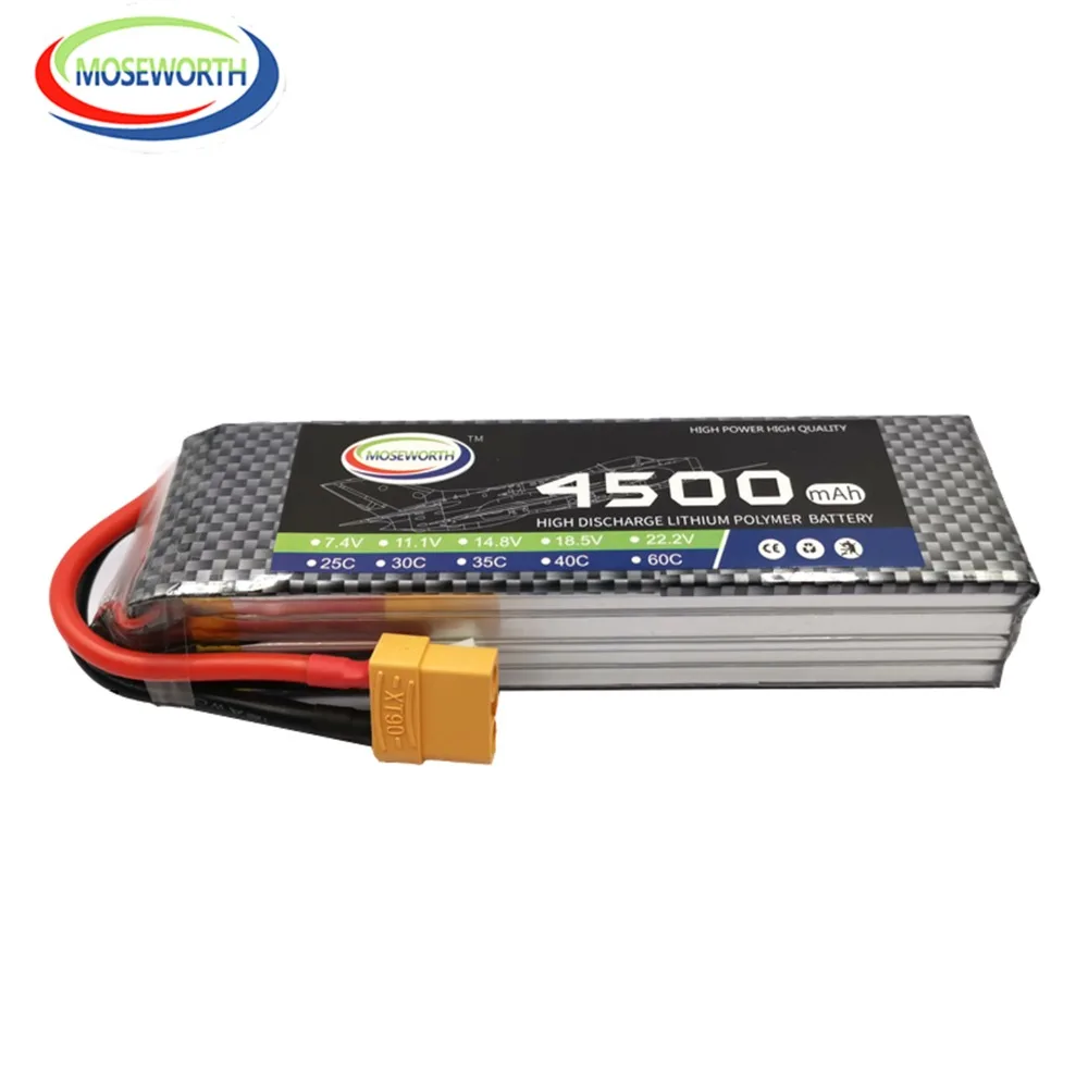 RC LiPo аккумулятор 4S 14,8 V 4500mAh 60C для радиоуправляемых моделей самолетов, квадрокоптеров, вертолетов, автомобилей, дронов, 14,8 V RC батареи LiPo 4S AH