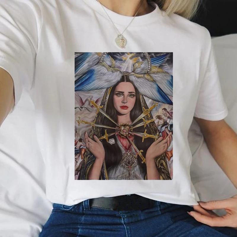 Лана Дель Рей с надписью Harajuku эстетику футболки для женщин гранж Ullzang 90s футболка
