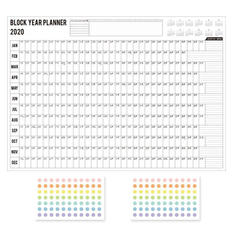 Блок ГОД ПЛАНИРОВЩИК ежедневный план настенный бумажный календарь с 2 листами EVA марка наклейки для офиса школы дома