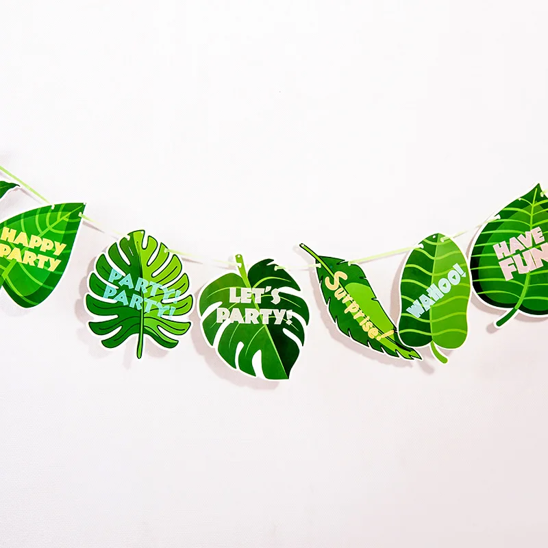 

OLOEY 3M Tropical Flamingo Leaves Banner Flower Garland Paper Flag Bunting Birthday Baby Shower Hawaiian Summer Party Decor