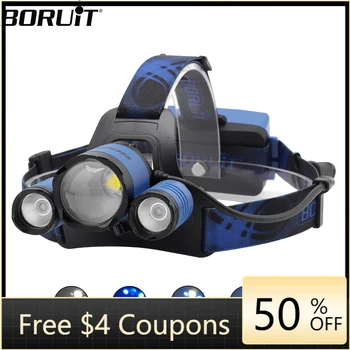 

B22 XM-L2 + XPE Blue Light LED Headlamp 4-Mode Zoom Headlight Rechargeable Power Bank Head Torch Hunting 18650 Flashlight