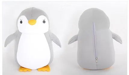 Kikkerland Dual Purpose-in-Pillow Multi-functional U-shaped Pillow Grains Penguin Neck Support Pillow-Transformation Pillow