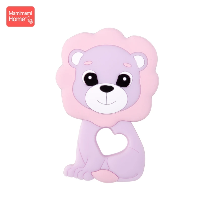 lion pink 1 шт. детский силиконовый Прорезыватель Соска с животным цепочкой кулон пищевой Перл силиконовый шарик грызунов детские товары игрушка маленький стержень Лев - Цвет: lion pink