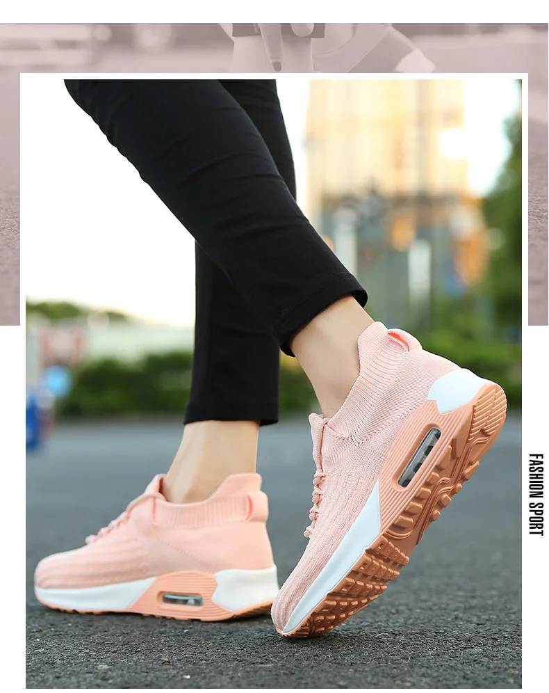 Weweya, стиль, женская обувь для бега, Воздухопроницаемый Сетчатый носок на воздушной подушке, кроссовки, розовые, для девушек, прогулочная спортивная обувь, женская, большой размер 42