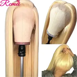Rcmei 13x4 Glueless 613 медовый блонд кружевной передний парик бразильский прямой кружевной передний парик человеческих волос предварительно