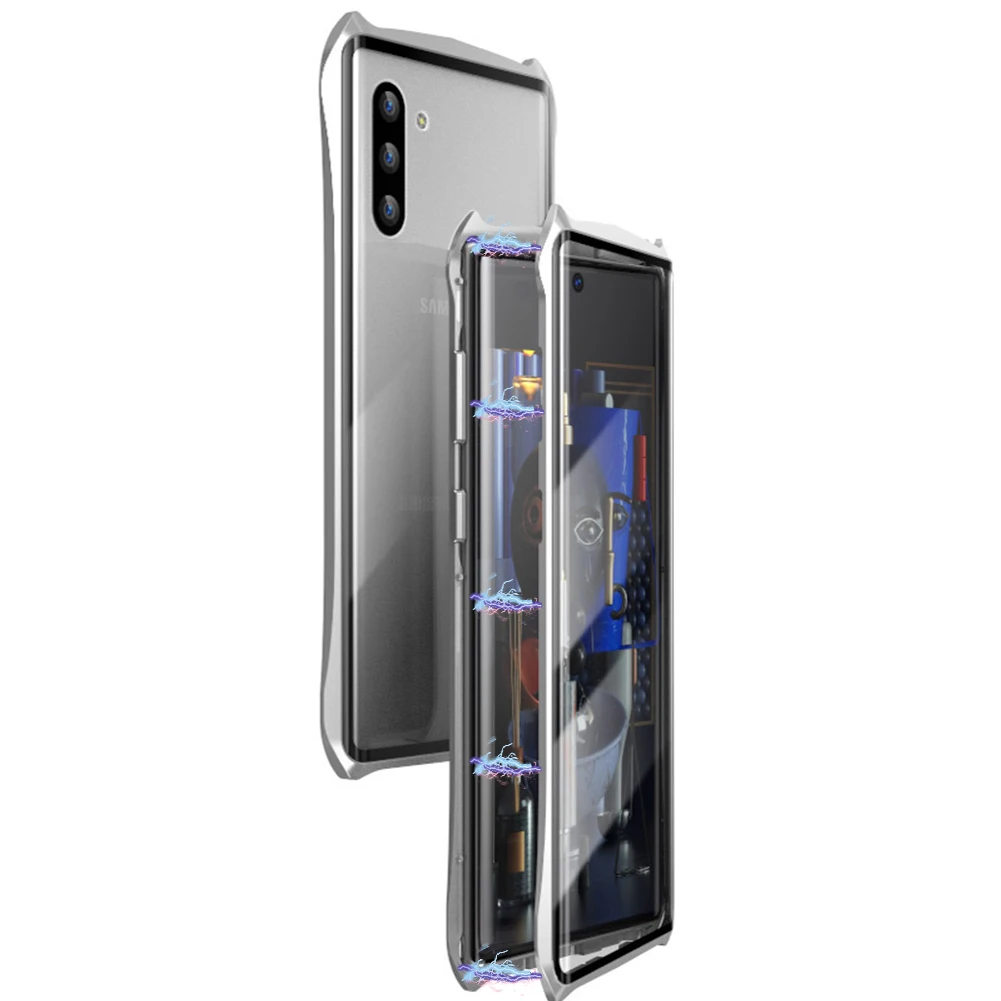 Nohon чехол из закаленного стекла для телефона для samsung Note 10 Plus Металлическая магнитная адсорбционная крышка для Xiaomi Mi9 Pro Vivo iqoopro Coque