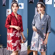 Серое Шелковистое женское платье с v-образным вырезом, рубашка, пижамы, пижамы для сна, халат, Женская домашняя одежда, банное платье, ночная рубашка, пижамы, s, m, l