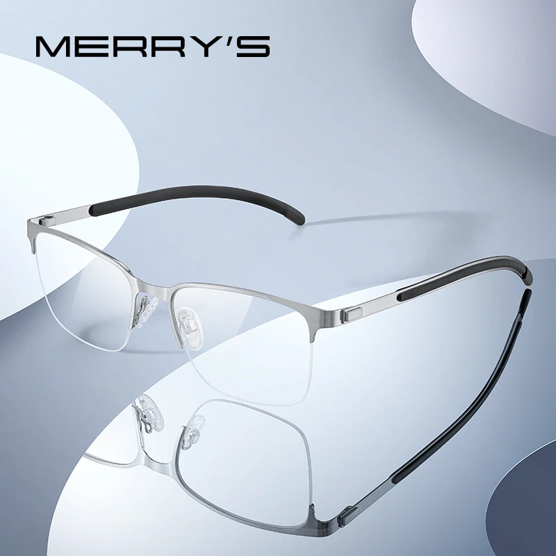 

MERRYS DESIGN Classic Men Titanium Alloy Optical Glasses Frames Male Ultralight Square Half Frame Eyeglasses S2367