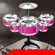 Детский барабан джазовая барабанная установка комплект музыкальное образовательное оборудование игрушка 5 барабанов+ 1 цимбал с маленьким табуретом барабанные палочки для детей micropho