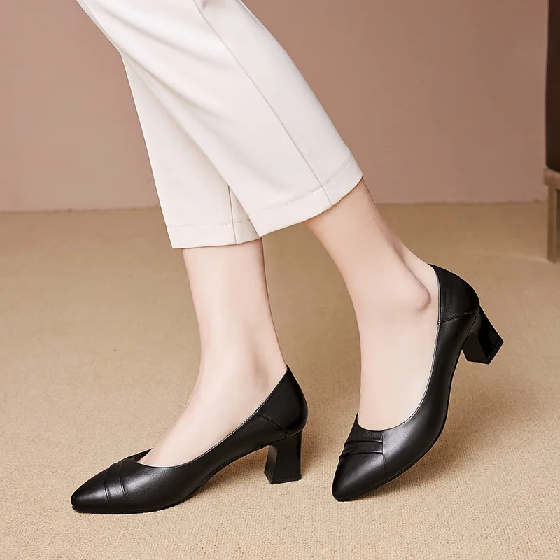 

20 Spring New Style Genuine Leather Women's Singles Leather Shoes Low Heel Chunky-Heel Hollow out Casual Shoes Sandals Cx206 Plu