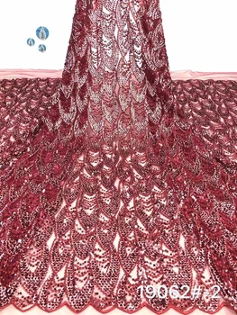 

Guipure Embroidery French Lace Fabric 2019 WINE Sequins Fabric Material Tulle Mesh Lace Dress African Sequins Lace Clothes