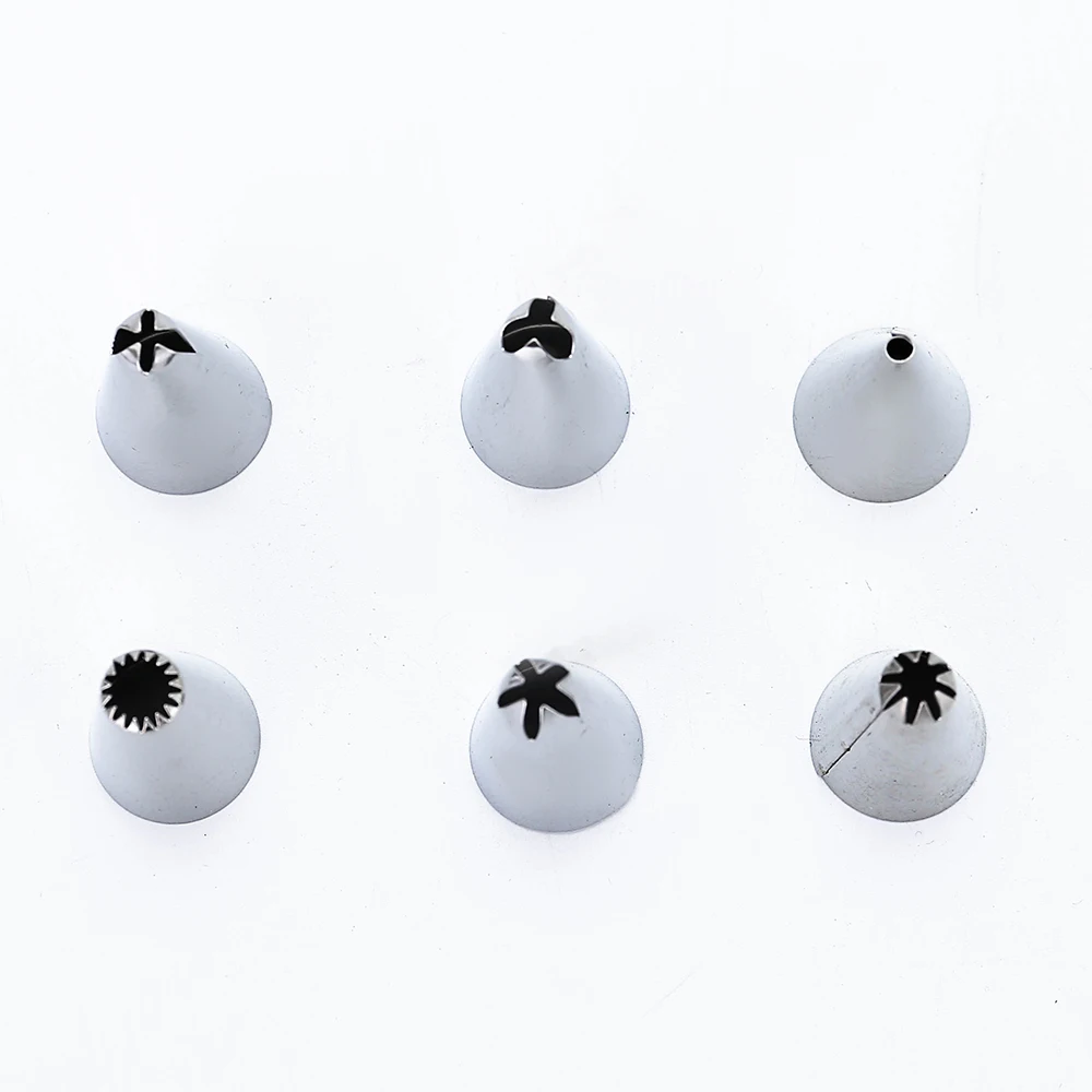 

6pcs/set Cake Nozzle Fondant Frosting Pipe Cream Pastry Stainless Steel Nozzle Cake Decoration Tool Kitchen Baking Accessories