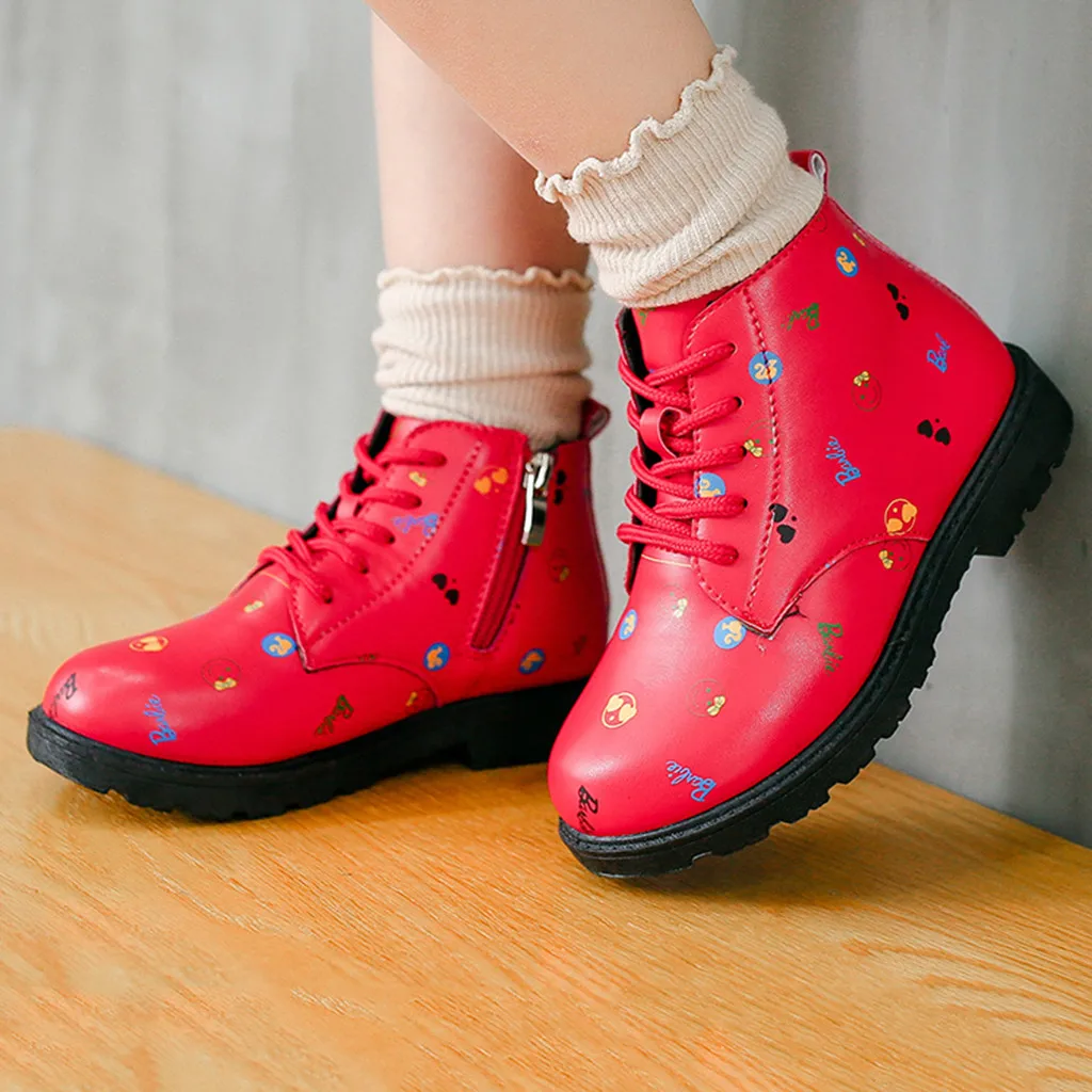 

Children Kid Baby Girls Ankle Cartoon Cute Sport Zip Short Boots Bootie Casual Shoes Solid Winter Rubber Shoes For Girls