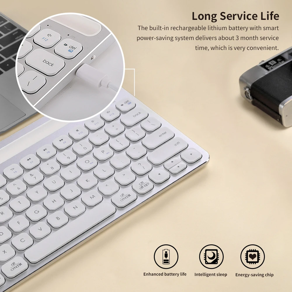 FD iK8500 Беспроводная Bluetooth клавиатура ультра тонкий встроенный аккумулятор