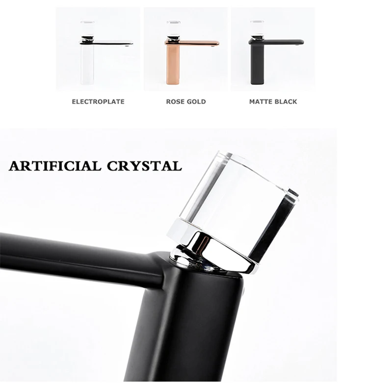 Luxurious Household Bathroom Basin crystal and brass Faucet Hot and Cold Water Tap