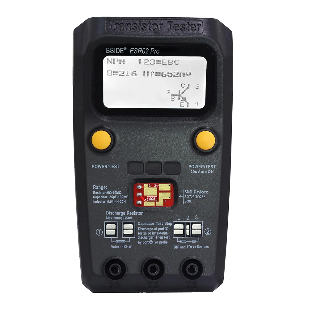 ESR02PRO Цифровой транзистор SMD компоненты тест мультиметр Емкость Диод Триод индуктивность мультиметр ESR тест er