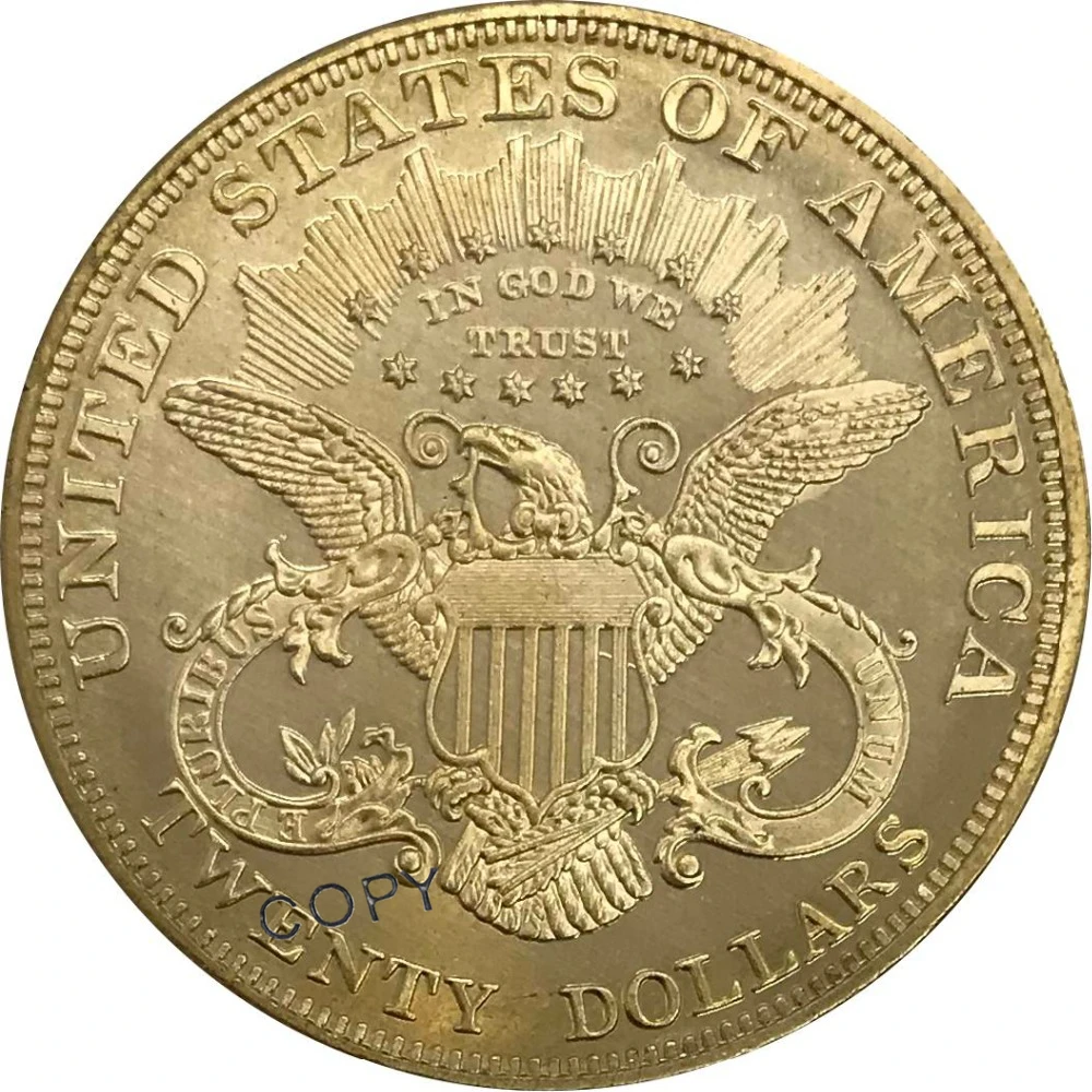 1884 S CC P США 20 долларов Liberty Head Double Eagle с девизом Золотая монета латунная