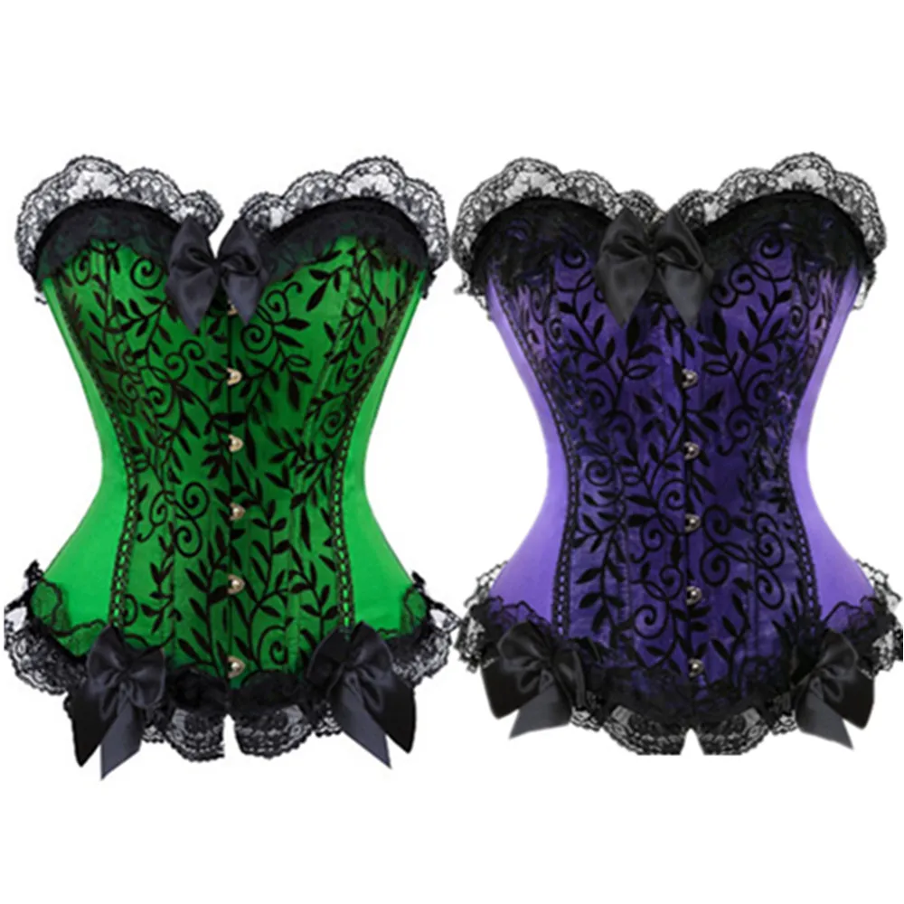 Женские сексуальные готические корсеты атласный Кружевной верхний корсет