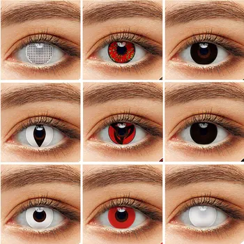 

1pair(2pcs)Cosplay Contact Lenses Naruto Lens Sharingan Halloween Contact Lenses Colored Anime Balck Red Lenses For Eyes