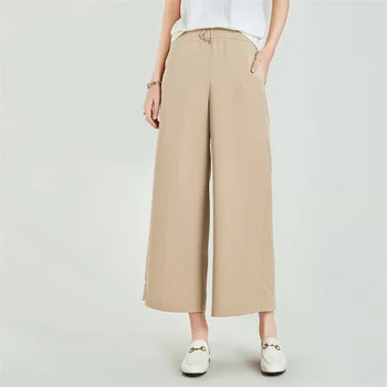 

HAVVA 2020 Early Autumn New Wide-leg Elastic Semi-elastic Waistband Casual Pants K6237