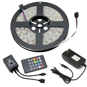 

Hot 5M/10M LED Strip Light Waterproof IP65 strip lamp Outdoor DC12V 5050 RGB Music Lamp IR Remote Control +EU US Plug