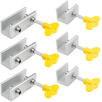 

6 Pack Sliding Window Locks Security Aluminum Adjustable Sliding Door Frame Locks Stop with Key