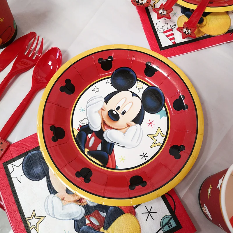  Red Mickey Party Supplies Disposable Tableware Wedding Invitations Party Toys Paper Plates Baby Boy - 4000143781784