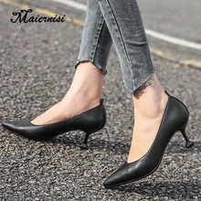 MAIERNISI/Офисная Женская обувь; женские туфли на низком каблуке; модельные туфли с острым носком на каждый день; классические туфли-лодочки; женские водонепроницаемые мокасины; обувь высокого качества