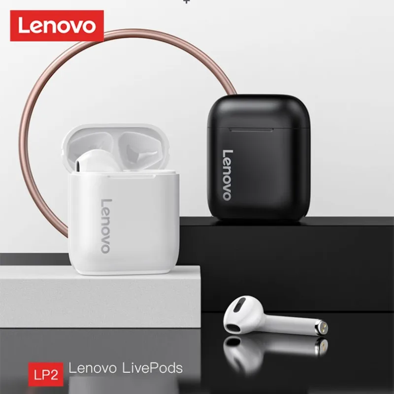 Hot Products! Original Lenovo LP2 TWS Wireless Earphone Bluetooth 5.0 Dual Stereo Bass Touch Control LP1 UPDATED VERSION long time working