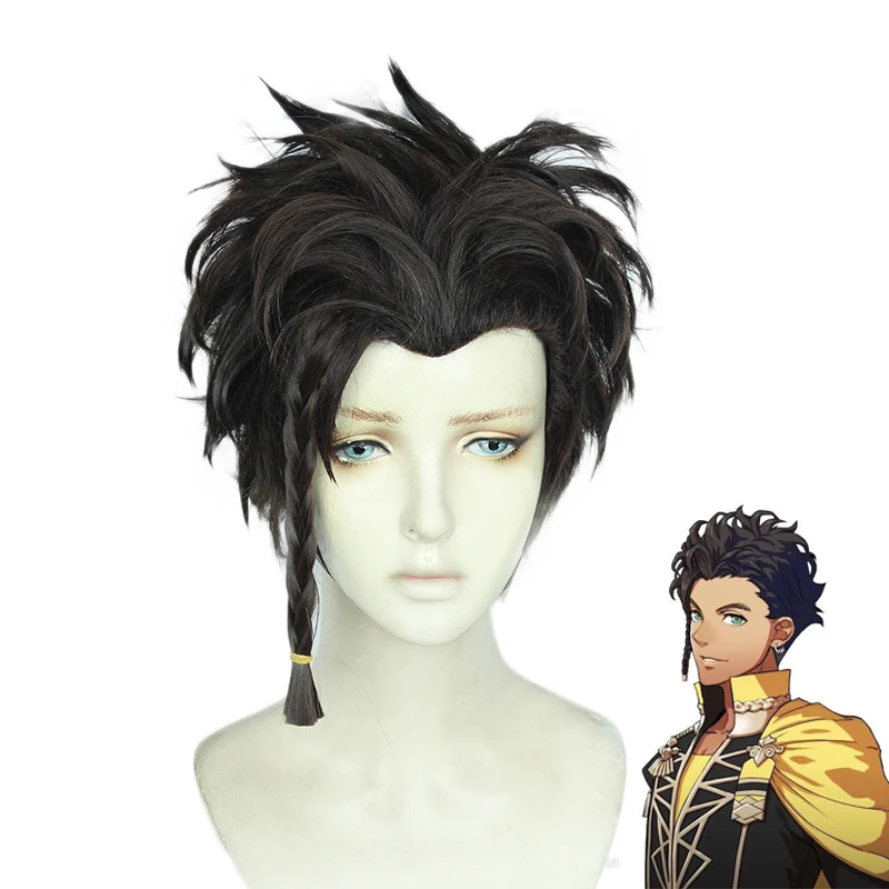 

Fire Emblem Claude von Regan Costume Cosplay Wigs Brown Black Mixed braid Styled Heat Resistant Synthetic Hair Wig+ Wig Cap