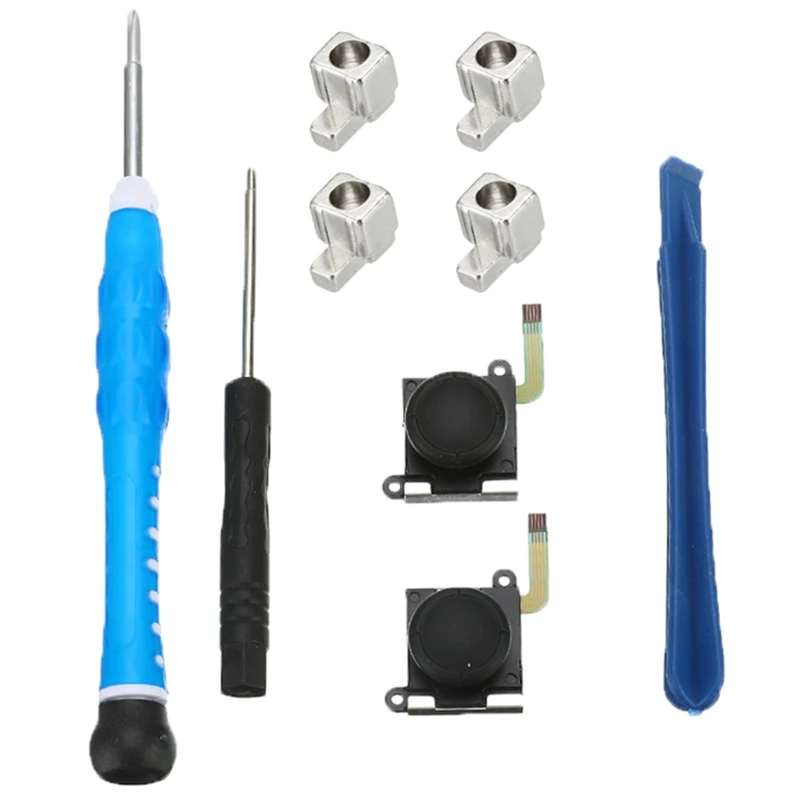 

9 in 1 For Nintend Switch Joy-Con Console Sensor Replacements 3D Analog Joystick Thumb Sticks with Metal Lock Buckles & Tools