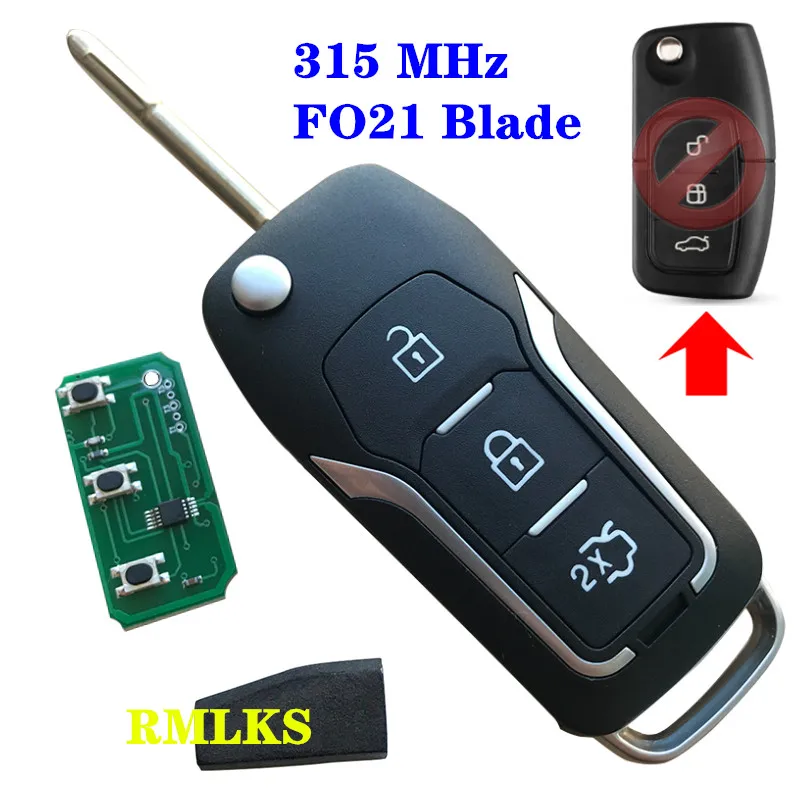 Откидной складной дистанционный ключ для Ford C-Max D-Max Mondeo Focus Fiesta Galaxy Fusion FO21 Blade 315 МГц 433 МГц 4D60 4D63 ID83 чип