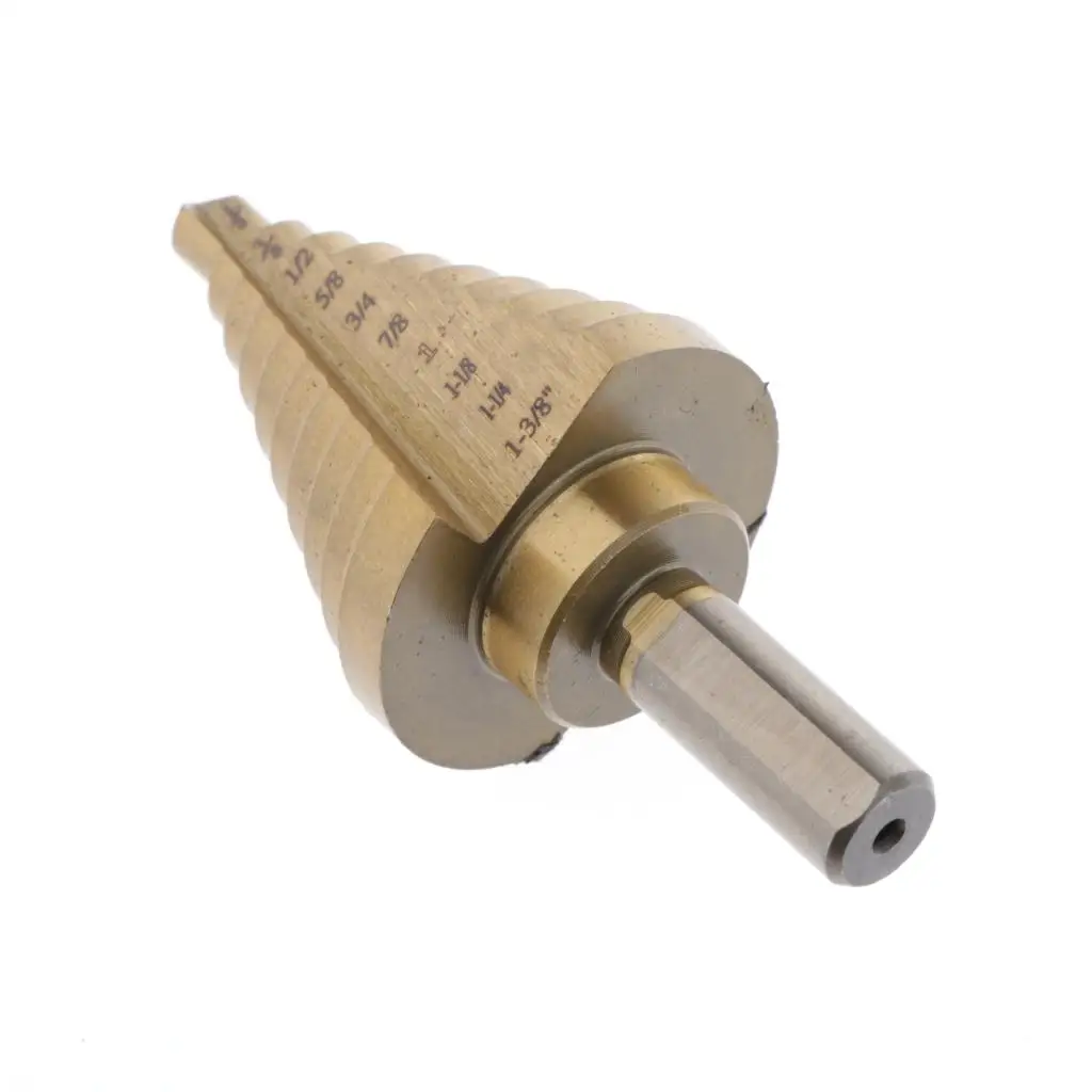 5Pcs Titanium Step Drill Bit Set, High Speed Steel, 1/8'' - 7/8'', with HSS Multiple Hole Drilling Cutting with Storage Case