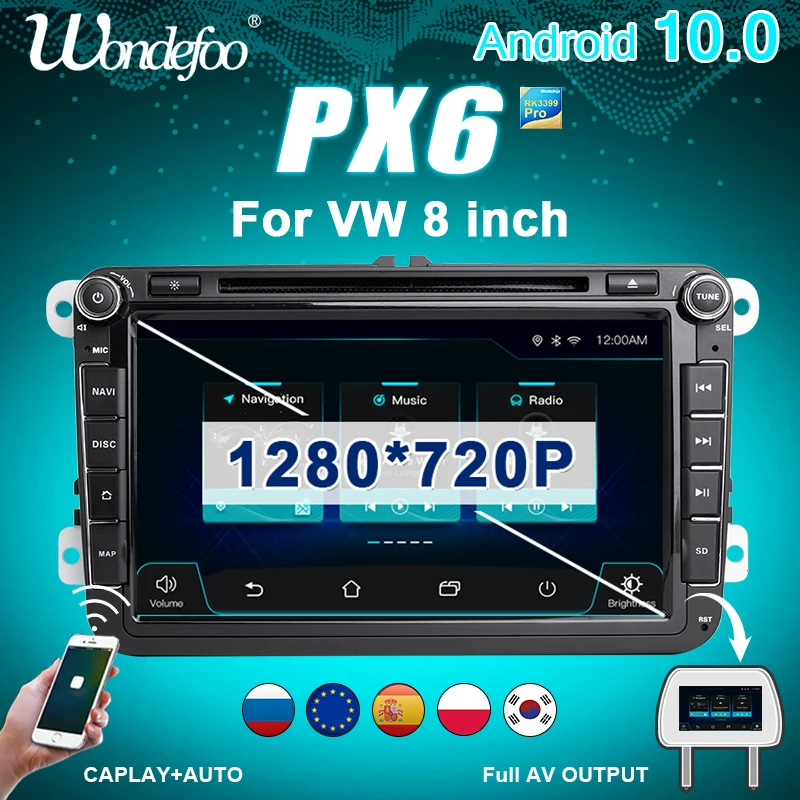 PX6 автомагнитола 2 DIN Android 10 магнитола автомобильное радио для быстрого VW passat b6 golf 5