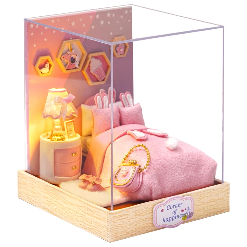 QT28 Cutebee DIY миниатюрный дом с мебели светодиодный музыкальный пылезащитный чехол модель строительные блоки игрушки для детей Casa De Boneca TD16 - Цвет: QT28